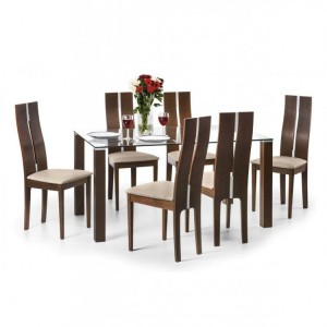 Julian Bowen Walnut Furniture Cayman Rectangular Dining Table and 6 Chairs