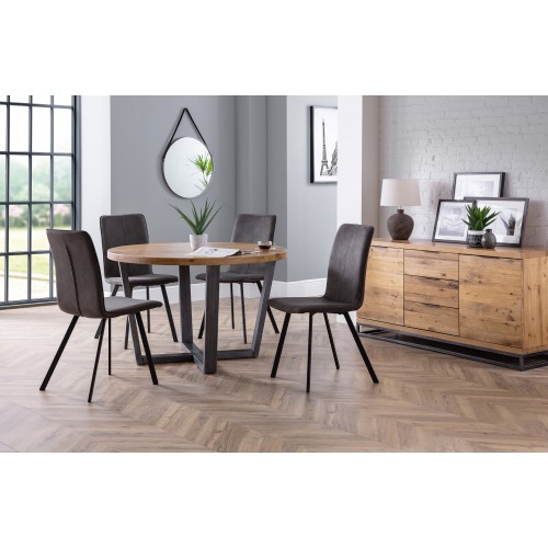Julian Bowen Furniture Brooklyn Round Dining Table and 4 Monroe Chairs
