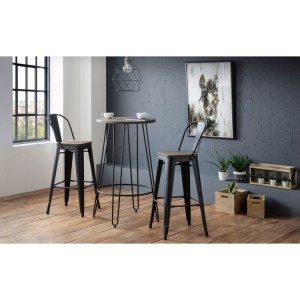 Julian Bowen Furniture Dalston Metal Round Bar Table with 2 Grafton Stools