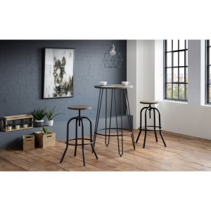 Julian Bowen Furniture Dalston Metal Round Bar Table with 2 Spitfire Stools