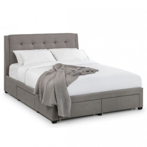 Julian Bowen Furniture Fullerton Fabric 4ft Double Bed with Drawers and Capsule Elite Pocket Mattress