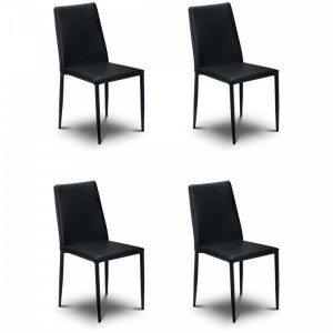 Julian Bowen Set of 4 Jazz Black Faux Leather Stacking Dining Chair