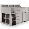 Julian Bowen Furniture Jupiter Grey Oak Midsleeper 3ft Bed with Drawers and Premier Mattress