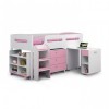 Julian Bowen Furniture Kimbo 3ft Mid Sleeper Bed in Pink with Premier Mattress