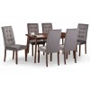 Julian Bowen Kensington Walnut Extending Dining Table with 6 Madrid Grey Velvet High Tufted Back Dining Chair