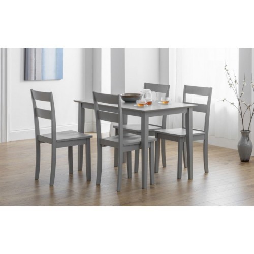 Julian Bowen Furniture Kobe Grey Compact Dining Table with 4 Kobe Grey Ladder Back Dining Chair