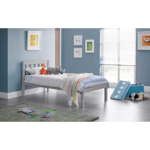 Julian Bowen Furniture Luna Dove Grey Single 3ft Bed with Deluxe Semi Orthopaedic Mattress