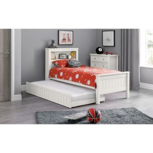 Julian Bowen Painted Furniture Maine Surf White Bookcase Bed with Deluxe Semi Orthopaedic Mattress