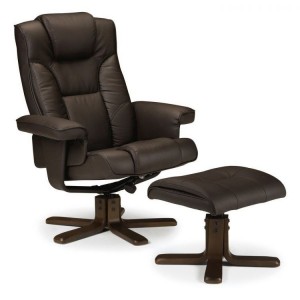 Julian Bowen Furniture Malmo Brown Faux Leather Swivel Recliner and Footstool Set