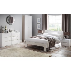 Julian Bowen Painted Furniture Manhattan White 5ft King Size Bed with Deluxe Semi Orthopaedic Mattress
