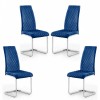 Julian Bowen Painted Furniture Manhattan White Dining Table with 4 calabria velvet blue chairs