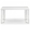 Julian Bowen Painted Furniture Manhattan White Dining Table with 4 calabria velvet Grey chairs