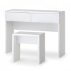 Julian Bowen Painted Furniture Manhattan White 2 Drawer Dressing Table and White Dressing Stool
