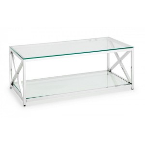 Julian Bowen Furniture Miami Silver Glass Top Coffee Table