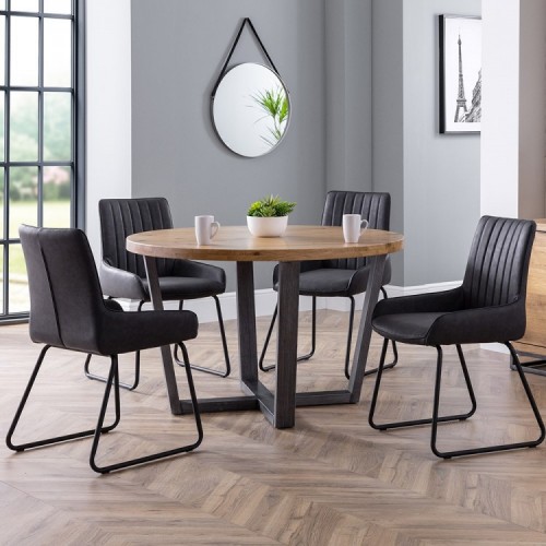 Julian Bowen Furniture Brooklyn Round Dining Table and 4 Soho Chairs