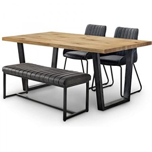 Julian Bowen Furniture Brooklyn Dining Table and 2 Soho Chairs with Soho Bench