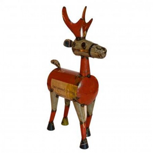 Recycled Iron Multicolour Small 34cm Tall Christmas Reindeer