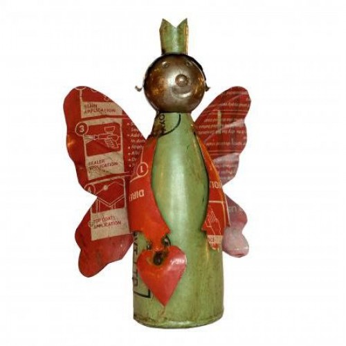 Recycled Iron Multicolour Christmas Angel with Heart