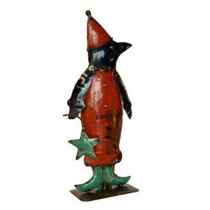 Recycled Iron Multicolour Christmas Penguin With Star