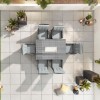 Nova Garden Furniture Ruxley Grey Weave 6 Seat Rectangular Dining Set with Fire Pit