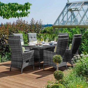 Nova Garden Furniture Ruxley Grey Rattan 6 Seat Rectangular Dining Set