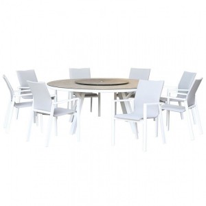 Nova Garden Furniture Roma White Frame 8 Seat Round Dining Set