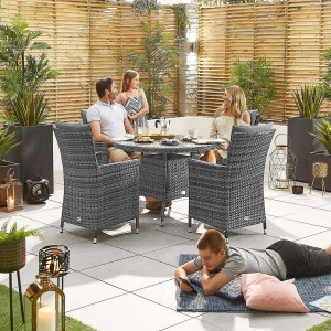 Nova Garden Furniture Sienna Grey Rattan 4 Seat Round Dining Set  