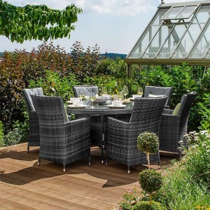 Nova Garden Furniture Sienna Grey Rattan 6 Seat Oval Dining Set  