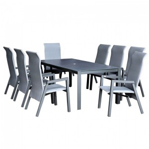 Nova Garden Furniture Venice Grey Frame 8 Seat Rectangular Dining Set  