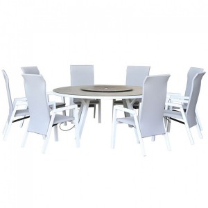 Nova Garden Furniture Venice White Frame 8 Seat Round Dining Set  