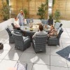 Nova Garden Furniture Olivia Grey Weave 8 Seat Round Dining Set with Fire Pit  