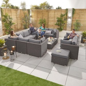 Nova Garden Furniture Chelsea Slate Grey Rattan 5A Corner Sofa Set with Coffee Table