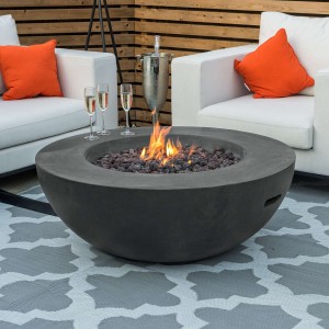 Nova Garden Furniture Brisbane Dark Grey Round Gas Fire Bowl  