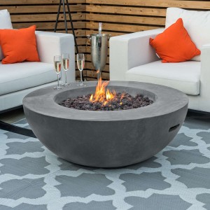 Nova Garden Furniture Brisbane Light Grey Round Gas Fire Bowl  