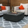 Nova Garden Furniture Albany Square Dark Grey Gas Firepit Coffee Table with Wind Guard  