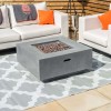 Nova Garden Furniture Albany Square Light Grey Gas Firepit Coffee Table with Wind Guard 