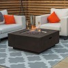 Nova Garden Furniture Albany Square Grey Gas Firepit Coffee Table with Wind Guard  