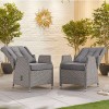 Nova Garden Furniture Camilla White Wash Rattan 8 Seat Rectangular Dining Set with Fire Pit 
