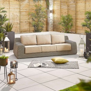 Nova Garden Furniture Luxor Willow Rattan 3 Seater Sofa  