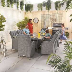 Nova Garden Furniture Thalia Slate Grey Rattan 8 Seat Rectangular Dining Set  