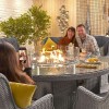 Nova Garden Furniture Thalia White Wash Rattan 8 Seat Round Dining Set with Fire Pit Table  