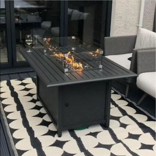 Nova Garden Furniture Milano Mercury Rectangular Aluminium Fire Pit Table 