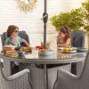 Nova Garden Furniture Thalia White Wash Rattan 6 Seat Round Dining Set  