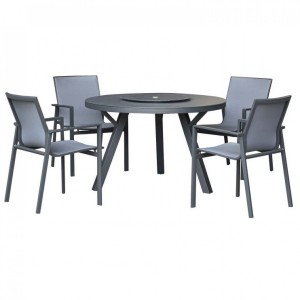 Nova Garden Furniture Milano Grey 4 Seat Round Dining Set 