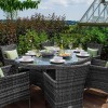 Nova Garden Furniture Amelia Grey Weave 6 Seat Oval Dining Set   