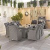 Nova Garden Furniture Thalia White Wash Rattan 8 Seat Rectangular Dining Set with Fire Pit Table 