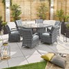 Nova Garden Furniture Olivia Grey Weave 6 Seat Oval Dining Set with Fire Pit  