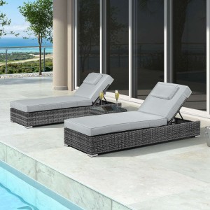 Nova Garden Furniture Rimini Grey Rattan Sun Lounger Set 