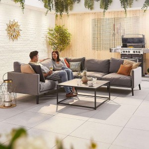 Nova Outdoor Fabric Flanelle Bliss Corner Sofa Set with Coffee Table  