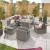 Nova Garden Furniture Chelsea White Wash Rattan 2C Corner Sofa Set with Fire Pit Table  